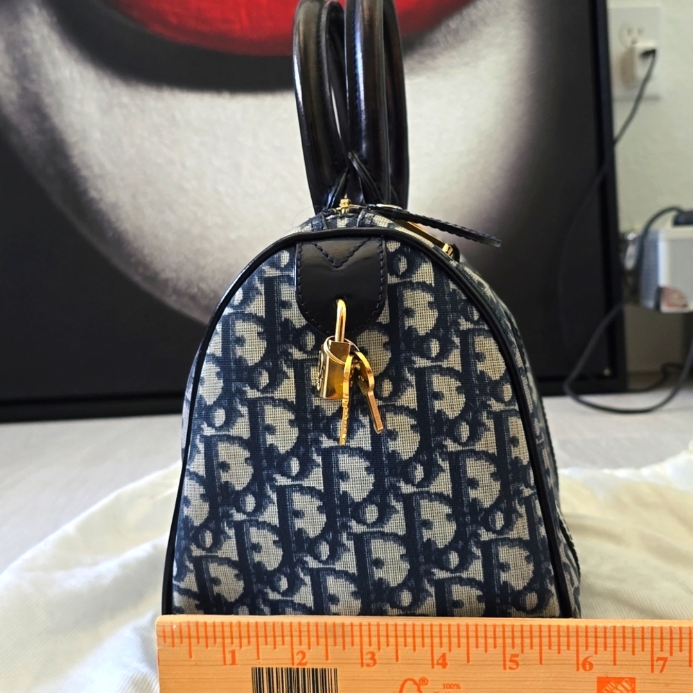 Dior Blue and White Satchel with Monogram Print - Picture 7 of 16